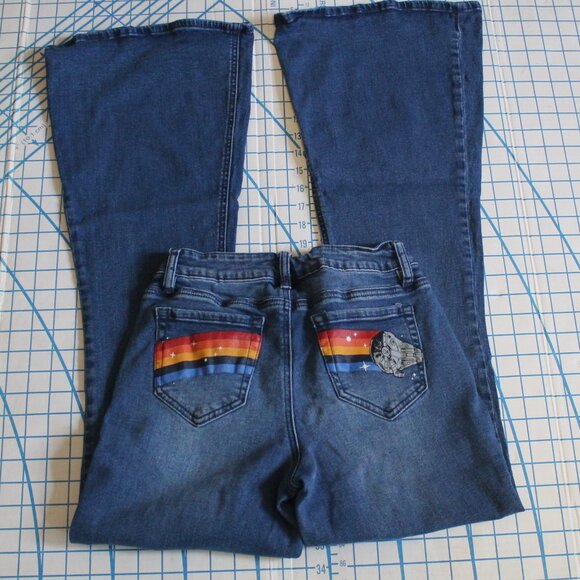 Star Wars Her Universe Han Solo Millenium Falcon Flare Retro Jeans, Jr. 5 - Picture 1 of 11